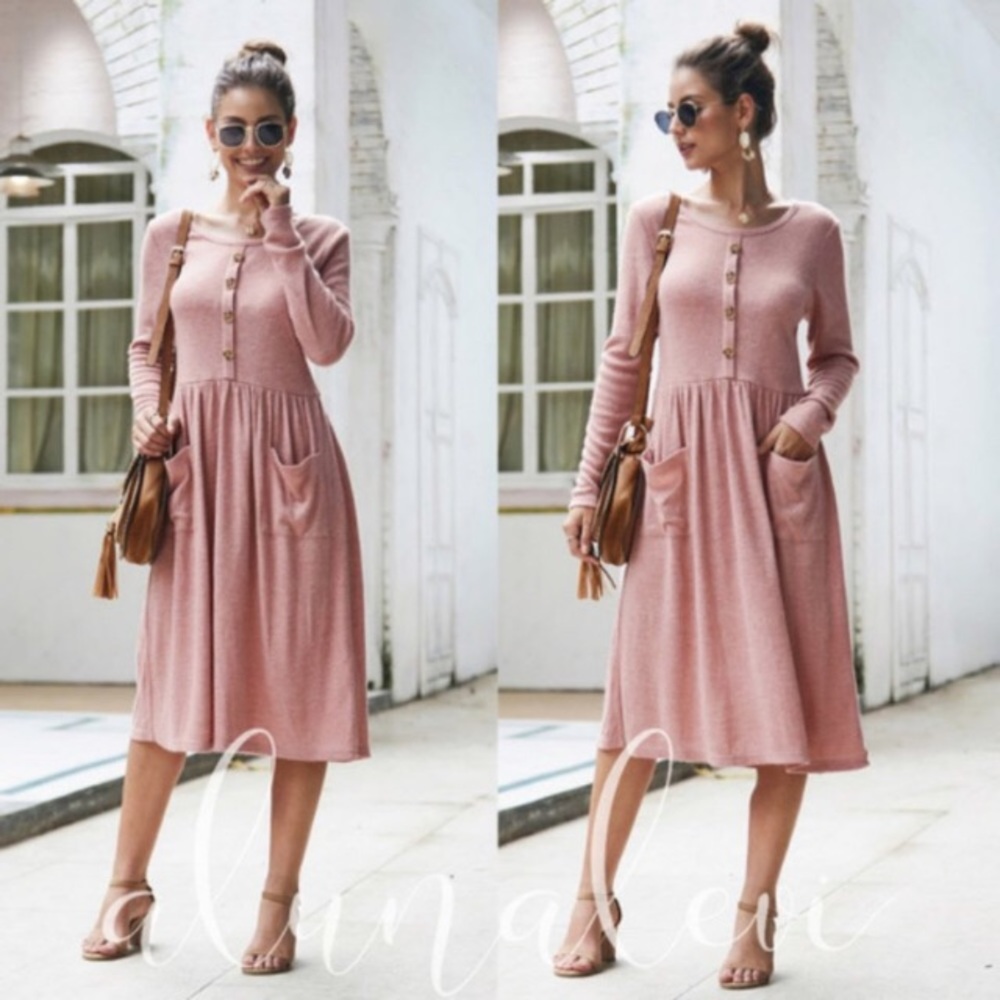 Long Sleeve Blush Dress